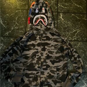 Bape Camouflage Shark Hoodie - Black and Gray